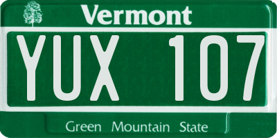 VT license plate YUX107