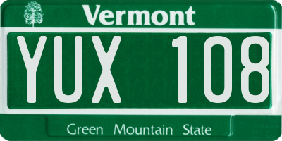 VT license plate YUX108