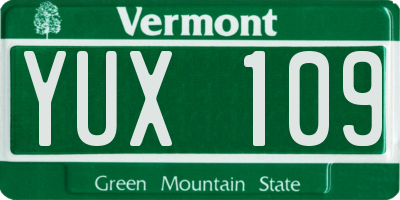 VT license plate YUX109