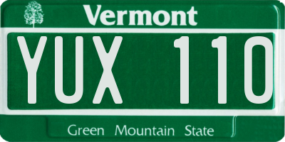 VT license plate YUX110