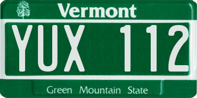 VT license plate YUX112
