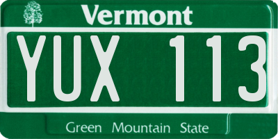 VT license plate YUX113