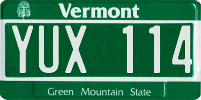 VT license plate YUX114