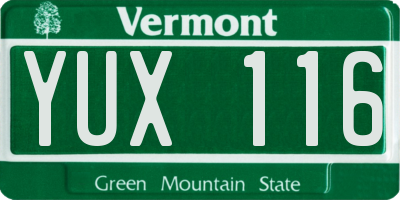 VT license plate YUX116