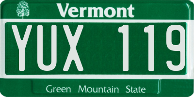 VT license plate YUX119