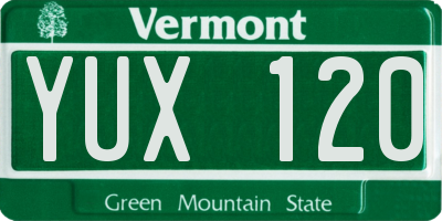 VT license plate YUX120
