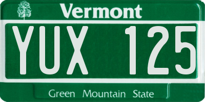 VT license plate YUX125