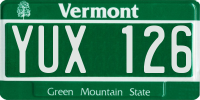 VT license plate YUX126