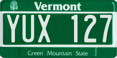 VT license plate YUX127