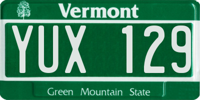 VT license plate YUX129