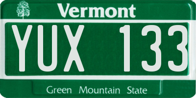 VT license plate YUX133