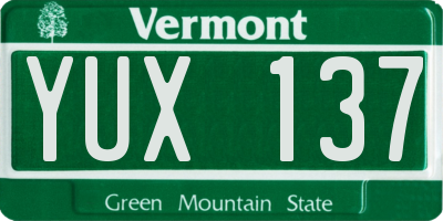 VT license plate YUX137