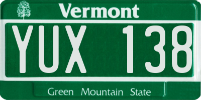 VT license plate YUX138