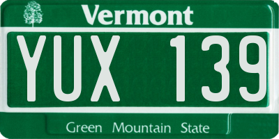 VT license plate YUX139