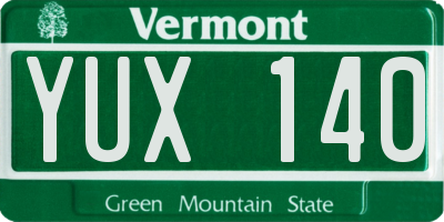VT license plate YUX140