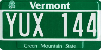 VT license plate YUX144