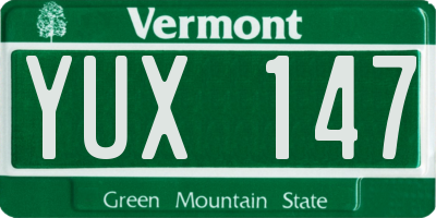 VT license plate YUX147