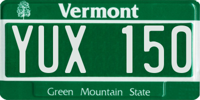 VT license plate YUX150