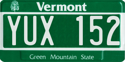 VT license plate YUX152