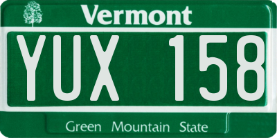 VT license plate YUX158