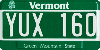 VT license plate YUX160