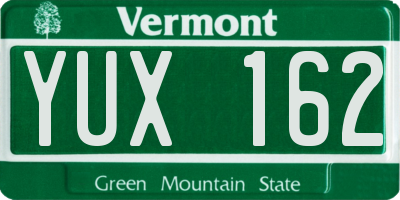 VT license plate YUX162