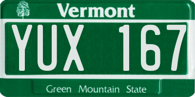 VT license plate YUX167