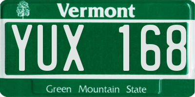 VT license plate YUX168