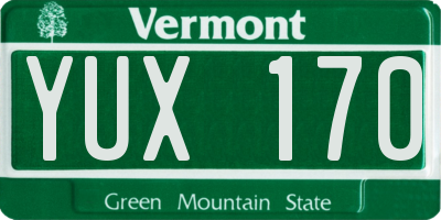 VT license plate YUX170