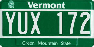 VT license plate YUX172