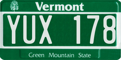 VT license plate YUX178