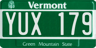 VT license plate YUX179