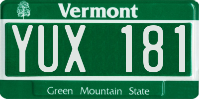 VT license plate YUX181