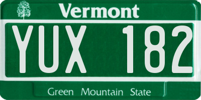 VT license plate YUX182