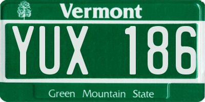 VT license plate YUX186