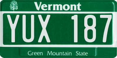 VT license plate YUX187