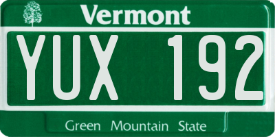 VT license plate YUX192