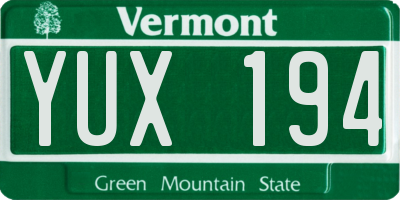 VT license plate YUX194