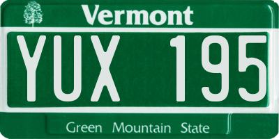 VT license plate YUX195