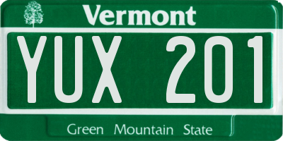 VT license plate YUX201