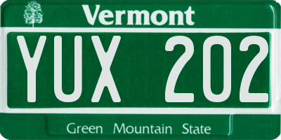 VT license plate YUX202