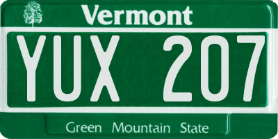 VT license plate YUX207