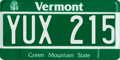 VT license plate YUX215