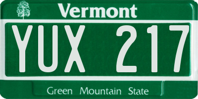 VT license plate YUX217