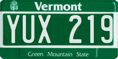VT license plate YUX219