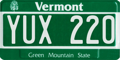 VT license plate YUX220