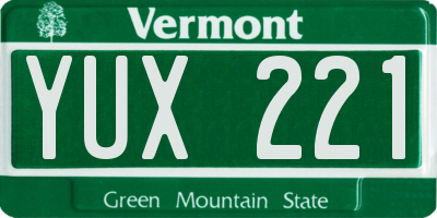 VT license plate YUX221