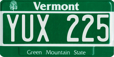 VT license plate YUX225