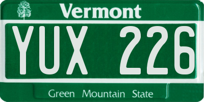 VT license plate YUX226