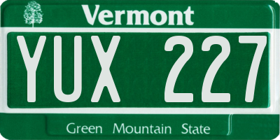 VT license plate YUX227